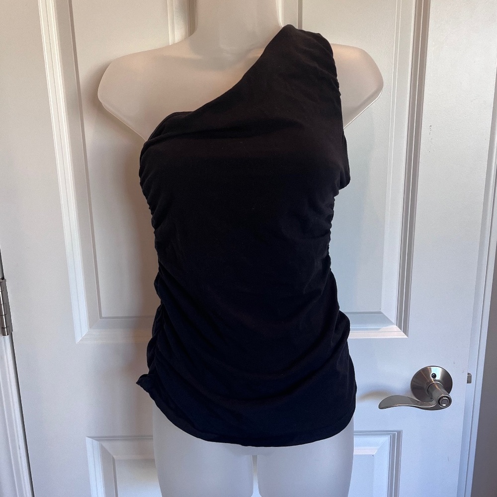 KiraGrace one shoulder yoga exercise pickleball top black size S EUC